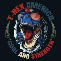 t rex cool tragen Zubehör Amerika Flagge Vektor Illustration