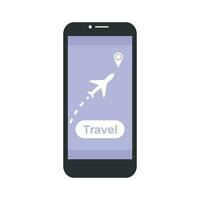 Telefon mit Flugzeug und Reise Taste auf Bildschirm vektor