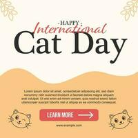 International Katze Tag Illustration im eben Stil zum instagram Post mit rot und Gelb Farbe vektor