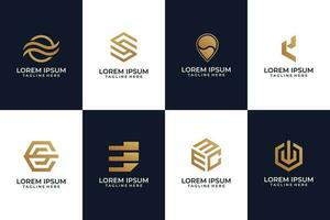 einstellen von abstrakt elegant Logo Design mit golden Gradient vektor