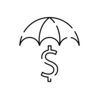 finansiera eller pengar och mynt Bank konto försäkring linje ikon. vektor investering och rikedom symbol. företag Framgång. spara och skydda. dollar tecken.