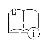 läsning bok utbildning linje ikon. enkel info och hjälp skrivbord relaterad vektor innehåller manuell, guide läsning, info Centrum. redigerbar stroke Sök.