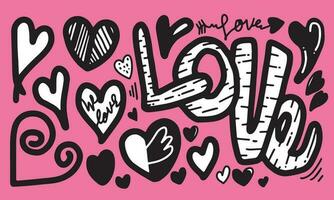 uppsättning kärlek. handritning. doodle stil. för din design. vektor