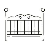 bebis dusch och nyfödd bebis ikon i linjär stil. inkluderad de ikoner som bebis, barn, ballong, gåva, dekoration, leksaker och fest linje ikon. bebis säng. vektor