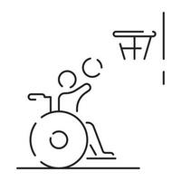 Inaktiverad människor linje ikon, översikt vektor symbol, linjär stil piktogram. tecken, logotyp illustration. rullstol, äldre, handikappade, döv och social problem.