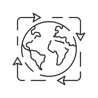 recycelt Materialien Linie Symbol Etikett. Öko freundlich Verpackung Vektor Symbol. Zeichen Welt global.