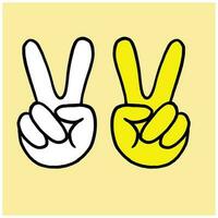 Handgeste V Zeichen für Sieg oder Frieden Strichzeichnungen Vektorsymbol für Apps und Websites vektor