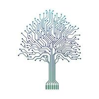 Schaltkreis Technologie Baum Vektor Symbol
