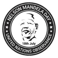 Nelson Mandela Tag Abzeichen, Emblem, Etikett, t Hemd vereinigt Nationen Beachtung auf 18 .. von Juli Vektor Illustration