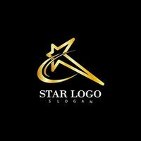 Gold Star Symbol Vorlage Vektor Illustration Design isoliert auf schwarz Hintergrund