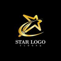 Gold Star Symbol Vorlage Vektor Illustration Design isoliert auf schwarz Hintergrund