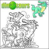 komisch prähistorisch Dinosaurier, Färbung Buch vektor