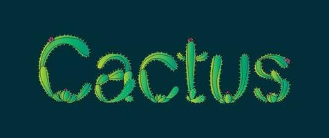 kaktusar text med kaktus växter vektor