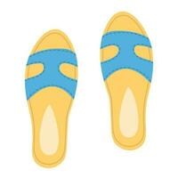 isoliert weiblich Sommer- Blau Schuhe mit Ausschnitte. stilvoll modern Design Flip Flops. eben Hand gezeichnet bunt Vektor Illustration auf Weiß Hintergrund.