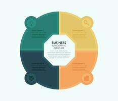 Geschäft Infografik Vorlage, Werbung Kuchen Diagramm Präsentation, vier Schritte Arbeit Prozess Polygon Diagramm vektor