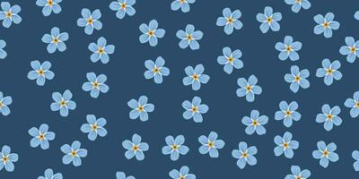 nahtlos Muster von wenig Blau Blumen auf ein Blau Hintergrund Ideal zum Kleidung druckt und Benutzerdefiniert Hintergrund vektor