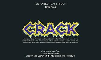 spricka text effekt, typografi, 3d text vektor