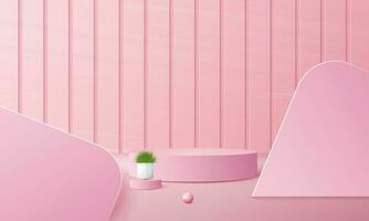 3d realistisk rosa podium med kopia Plats område, tom Plats för produkt placering, produkt visa, mockup. vektor mall