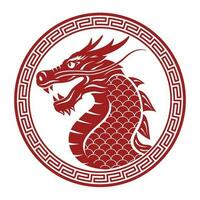 Jahr von das Drachen Vektor chinesischer Stil Tierkreis Symbol isoliert auf ein Weiß Hintergrund.