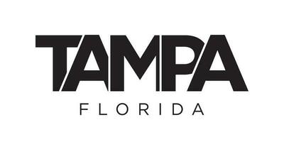 Tampa, Florida, USA Typografie Slogan Design. Amerika Logo mit Grafik Stadt Beschriftung zum drucken und Netz. vektor