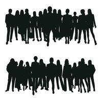 Bild von Menge Silhouette, Gruppe von Personen. Jugend, Studenten, Geschäft, Arbeitskräfte, Publikum vektor