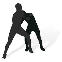 Bild von ein Silhouette von ein Ringer Athlet im ein Kampf Pose. greco römisch Ringen, bekämpfen, Duell, Streit, kriegerisch Kunst, Sportlichkeit vektor