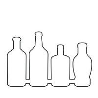 skizzenhaft Bild gestalten von ein Glas Flasche Silhouette. Alkohol, Wein, Whiskey, Wodka, Brandy, Cognac, Bier, Kwas, Sekt, Likör vektor