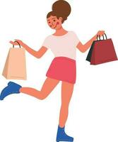 Einkaufen Frau und tragen Tasche Markt Illustration Grafik Karikatur Kunst Karte vektor