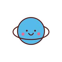 süßes Saturn Planet Kawaii Comic-Charakter-Symbol vektor