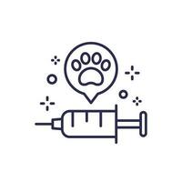 Hund Impfung Linie Symbol mit ein Impfstoff vektor