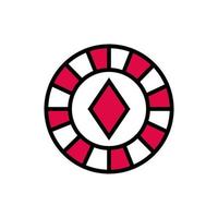 casino chip med diamant isolerad ikon vektor