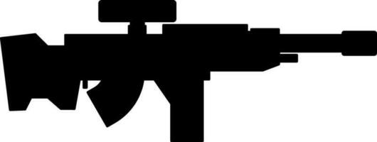 Angriff Gewehr Symbol Vektor Illustration. Gewehr Silhouette zum Symbol, Symbol oder unterzeichnen. Angriff Gewehr Symbol zum Design Über Pistole, Maschine Pistole, Waffe, Militär, Krieg, Schlachtfeld und Heer
