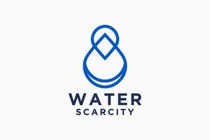 Wasser-Logo. blauer Wassertropfen mit Kreislinie um isoliert auf weißem Hintergrund verbunden. verwendbar für Firmen-, Wissenschafts-, Gesundheits-, Medizin- und Naturlogos. flaches Vektor-Logo-Design-Vorlagenelement. vektor