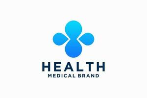 modern sjukvård medicinsk logotyp. geometrisk linjär avrundad korsa tecken hälsa ikon isolerat på vit bakgrund. platt vektor logotyp design mall element.