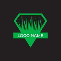 diamant gräsmatta vård grön logotyp design vektor