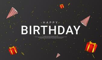 glücklich Geburtstag Gruß Design, ausgestattet mit ein Geburtstag Hut Ornament, ein Geschenk Kasten, geeignet zum Einladung Karten, Hintergründe, Poster, Sozial Medien Beiträge, Netz, Parteien, usw. vektor