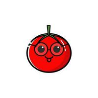 tomat ikon med en söt ansiktsbehandling uttryck vektor