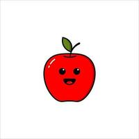 Äpfel, ein modern rot Apfel Design mit ein eben Design Stil, mit komisch und süß Gesichts- Ausdrücke vektor