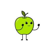 Grün Apfel, Apfel Symbol modern Grün mit ein süß Gesichts- Ausdruck vektor
