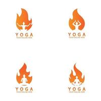 Yoga-Feuer-Logo-Icon-Design-Vorlage vektor