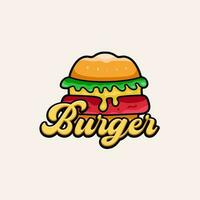 Burger Logo mit retro Text Vorlage. Vektor Illustration köstlich Burger.