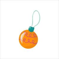 orange jul boll ikon. Semester bakgrund. modern kreativ design. hand dragen konst. på vit bakgrund. vektor ClipArt. stock bild.