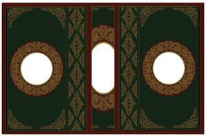 Koran Buch Startseite Design mit Arabisch Rand Rahmen vektor