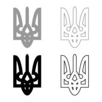 Emblem von Ukraine einstellen Symbol grau schwarz Farbe Vektor Illustration Bild solide füllen Gliederung Kontur Linie dünn eben Stil