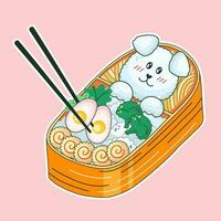 skål i söt stil. söt, färgrik illustrationer. japansk mat. anime. vektor. perfekt för flygblad, affischer, och rabatt kort. vektor