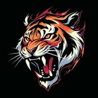 tiger huvud maskot logotyp för esport. tiger t-shirt design vektor