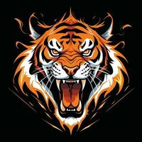 tiger huvud maskot logotyp för esport. tiger t-shirt design vektor