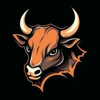 Stier Kopf Maskottchen Logo zum Esport. Stier T-Shirt Design. Stier Logo. Stier Aufkleber vektor