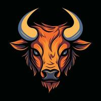 Stier Kopf Maskottchen Logo zum Esport. Stier T-Shirt Design. Stier Logo. Stier Aufkleber vektor