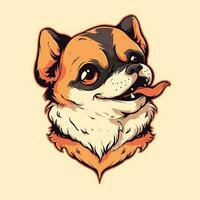 söt hund huvud maskot logotyp för esport. söt hund t-shirt design. söt hund logotyp. söt hund klistermärke vektor